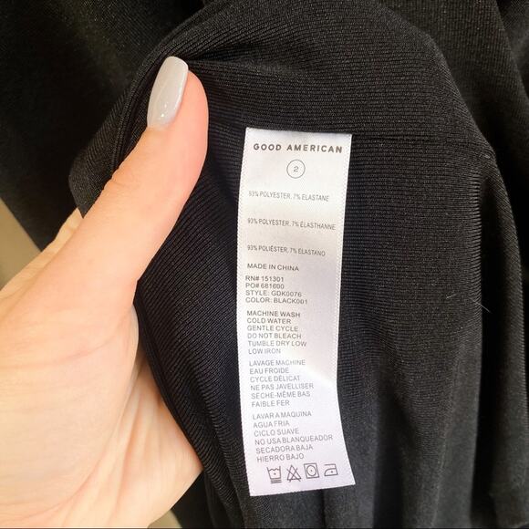 NWT Good American Shimmer Black Faux Wrap Dress - Picture 4 of 6